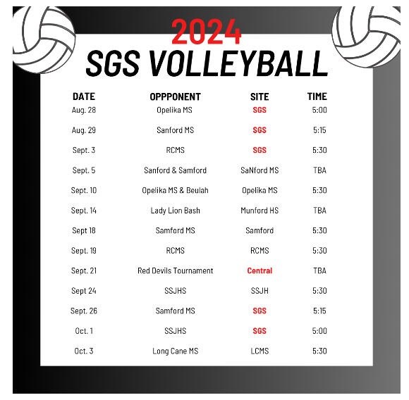 2024 Volleyball Schedule