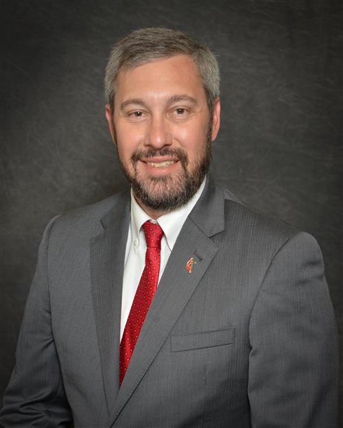 Baird's professional headshot; wearing a black dress against a grey background