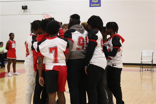 Defense breaking it down at the pep rally!